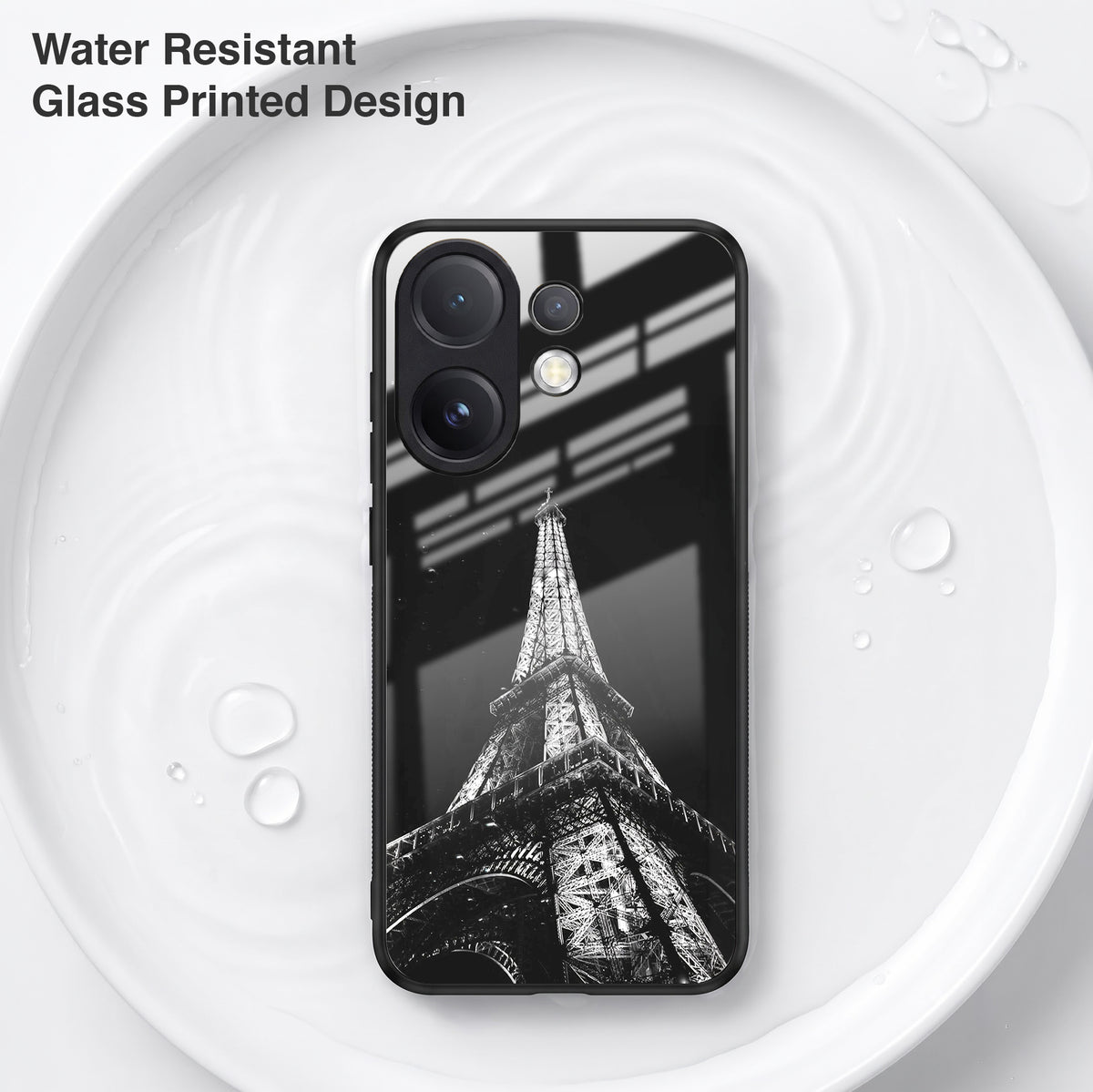 Vivo V60 5G Premium Acrylic Shockproof Glass Back Case (Eiffel Tower)