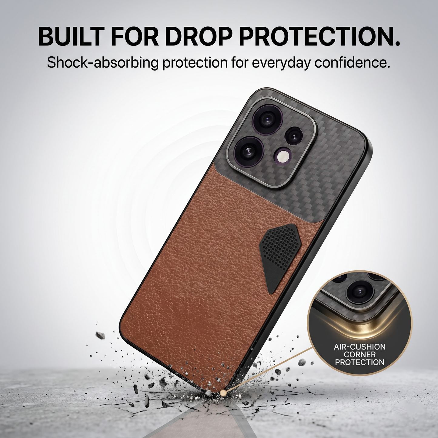 Oppo Reno 16 5G Carbon Fiber Heat Dissipation Leather Hybrid Phone Case