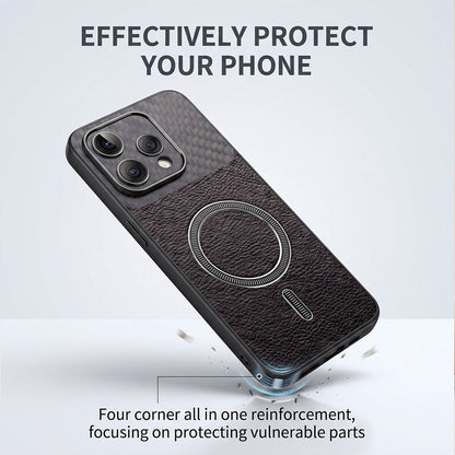 Oppo Reno 15 5G Carbon Fiber Leather Hybrid MagSafe Magnetic Case