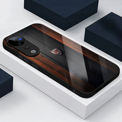 Vivo V40 Pro 5G Premium Acrylic Shockproof Glass Back Case (Carbon Oak)