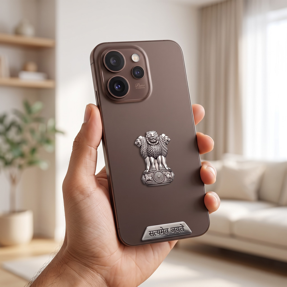 Oppo Reno 15 Pro 5G Compatible Satyamev Jayate 3D Metal Emblem Sticker