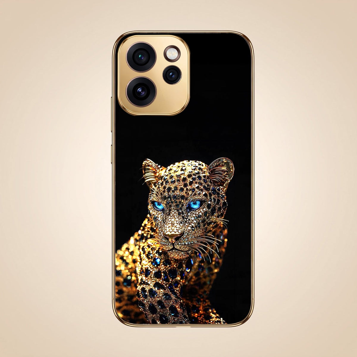 Oppo Reno 15 Pro Mini 5G Panther Gold Electroplated Glass Phone Back Case