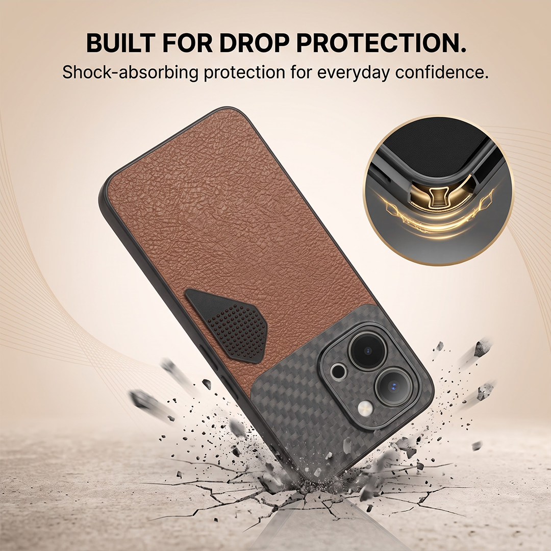 Vivo T5X 5G Carbon Fiber Heat Dissipation Leather Hybrid Phone Case