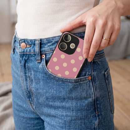 Oppo A5 Pro 5G Elegant Pink & Gold Polka Dot Acrylic Back Cover