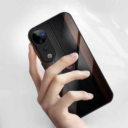 Vivo V40 Pro 5G Premium Acrylic Shockproof Glass Back Case (Carbon Oak)