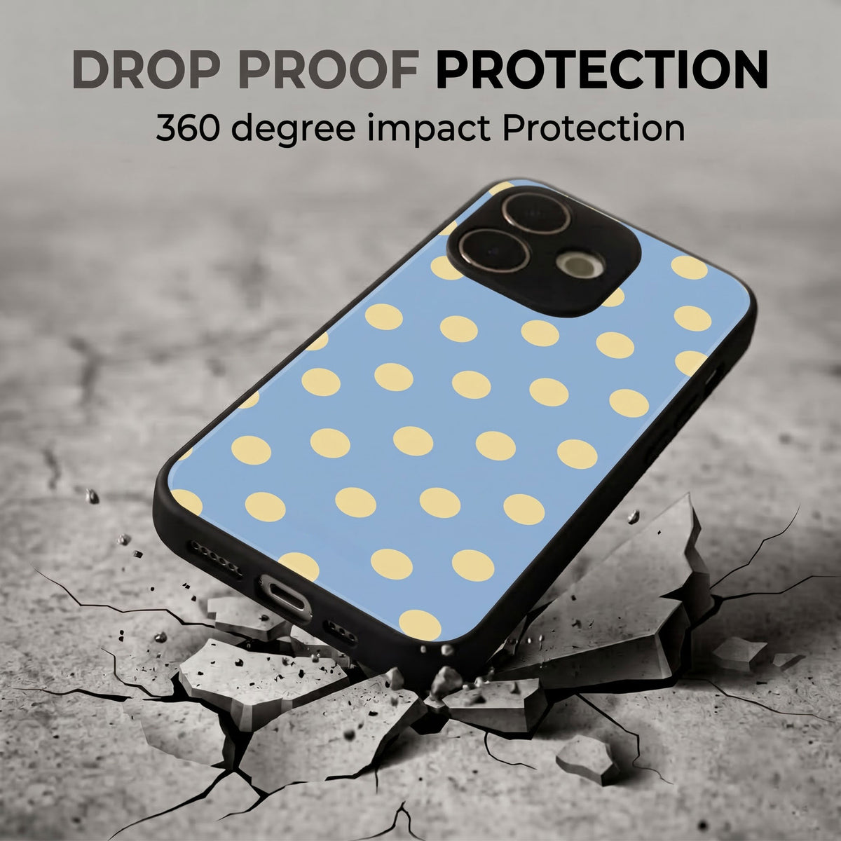 Oppo A5 Pro 5G Elegant Blue Yellow Polka Dot Acrylic Back Cover