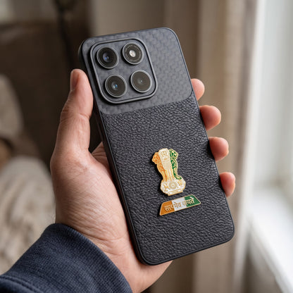 Motorola Edge 60 Pro 5G Tri-Color Satyamev Jayate Carbon Fiber Leather Hybrid Phone Case