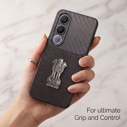 Vivo V70 FE 5G Satyamev Jayate Carbon Fiber Leather Hybrid Phone Case