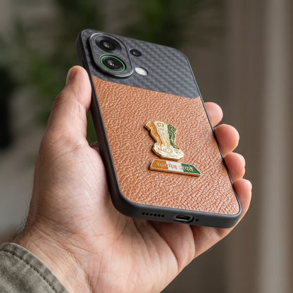 Oppo K13 Turbo 5G Tri-Color Satyamev Jayate Carbon Fiber Leather Hybrid Phone Case