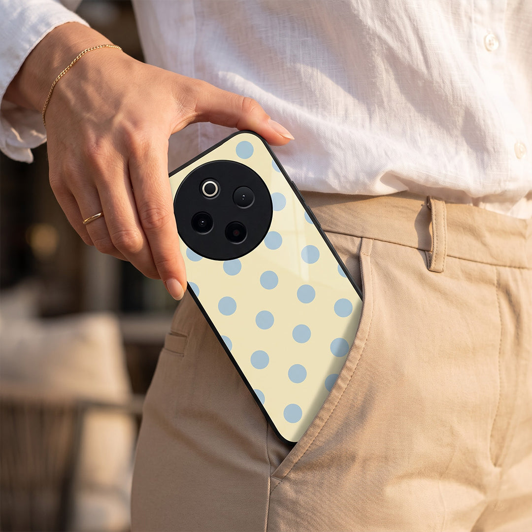 Vivo T4 5G Elegant Cream Blue Polka Dot Acrylic Back Cover