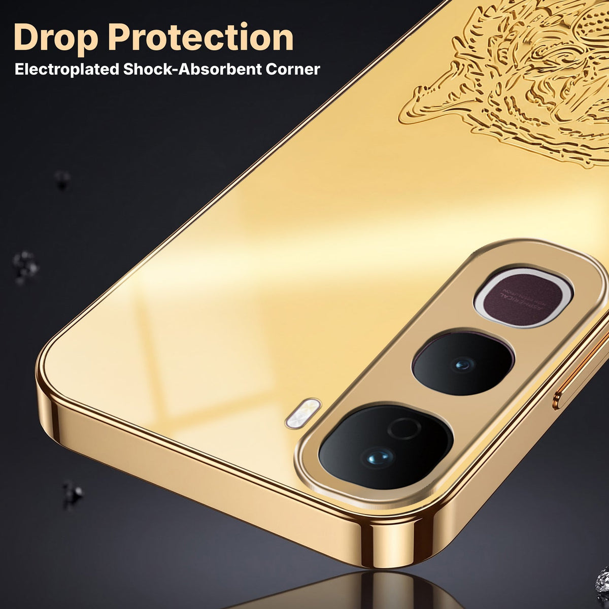 Vivo Y400 Pro 5G Golden Tiger Face Gold Electroplated Glass Phone Back Case
