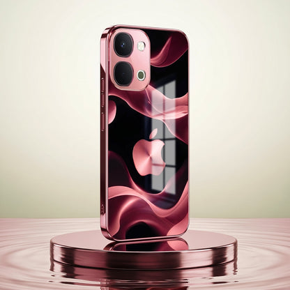 Vivo T5x 5G Luxury Wave Pink Electroplated Glass Phone Back Case