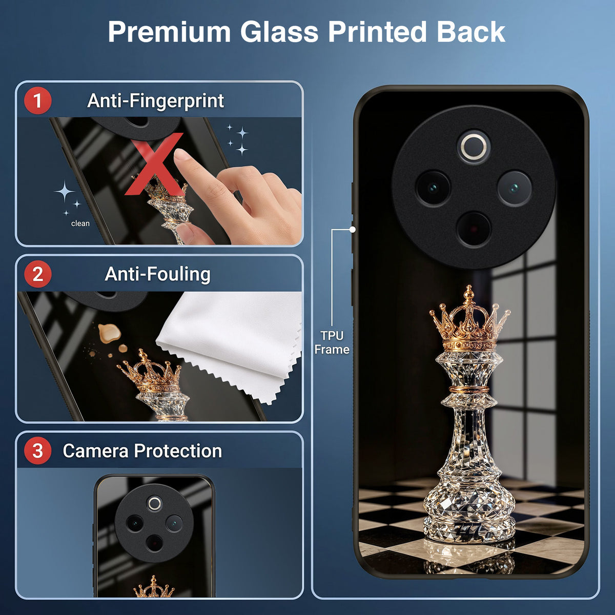 Vivo T4 5G Royal Chess King Acrylic Glass Back Case