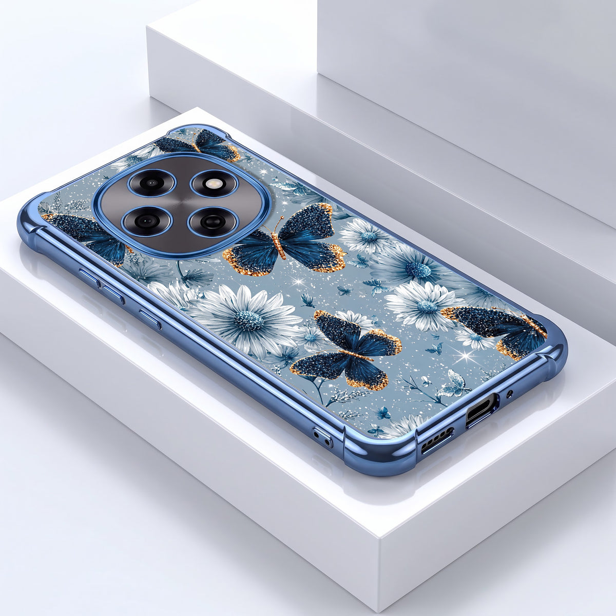Oppo F31 Pro 5G Blue Butterfly Floral Airbags Printed Back Case