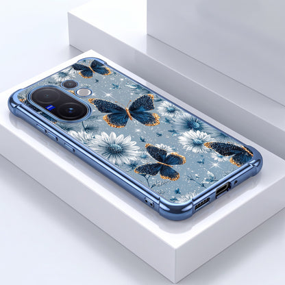 Vivo V60 5G Blue Butterfly Floral Airbags Printed Back Case