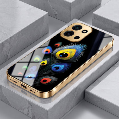 OnePlus Nord 6 5G Multi-Feather Peacock Gold Electroplated Glass Phone Back Case