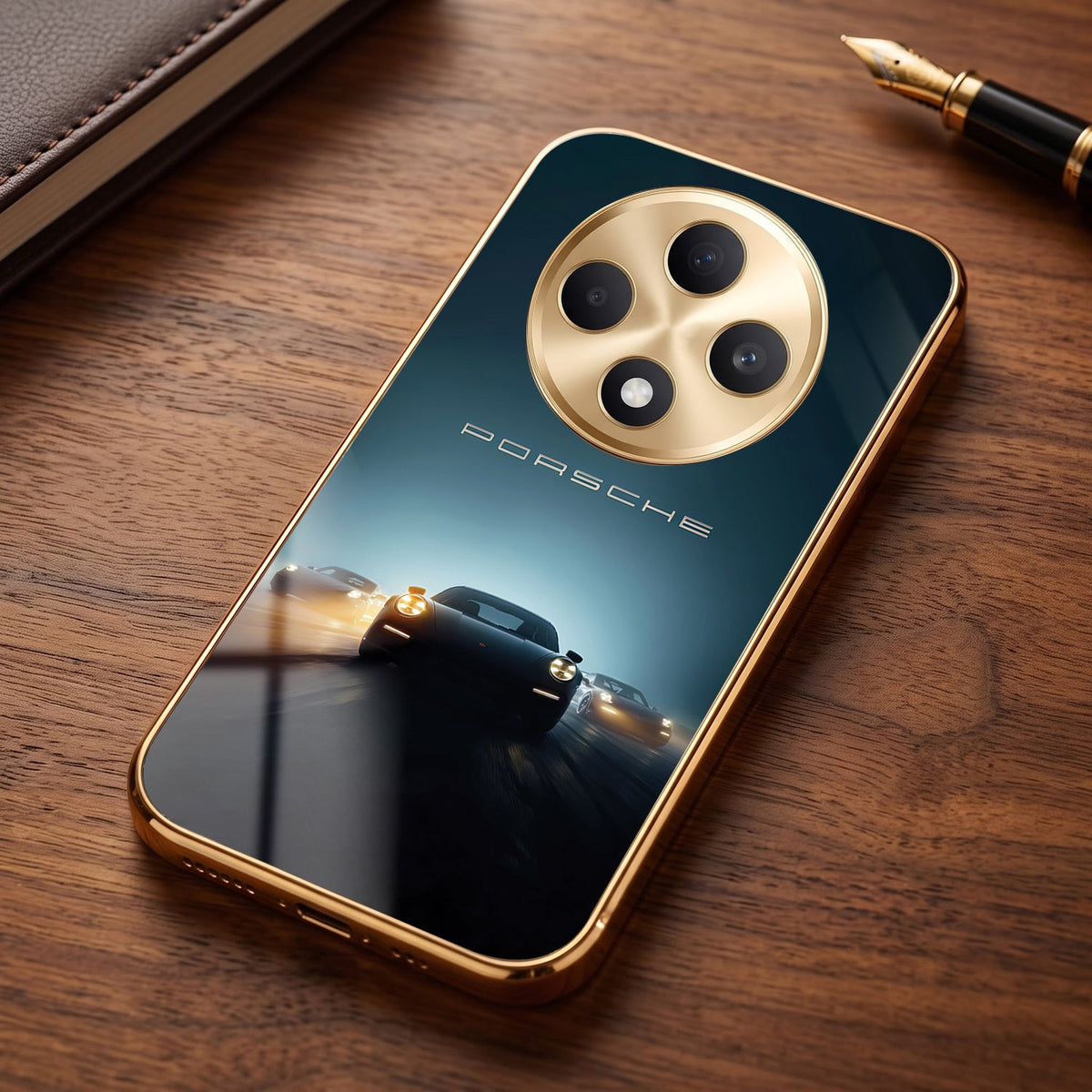 Oppo F27 Pro+ 5G Porsche Luxury Gold Electroplated Glass Phone Back Case