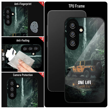 Samsung Galaxy A36 5G Premium Acrylic Shockproof Glass Back Case (Jeep Case)