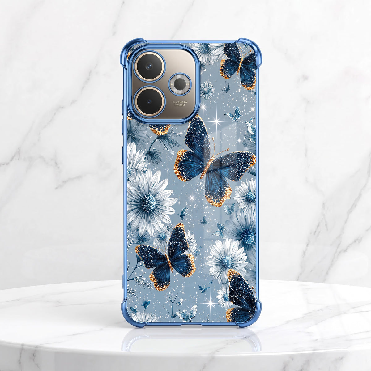 Oppo A5 Pro 5G Blue Butterfly Floral Airbags Printed Back Case