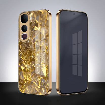 Vivo Y400 Pro 5G Golden Diamond Shatter Gold Electroplated Glass Phone Back Case
