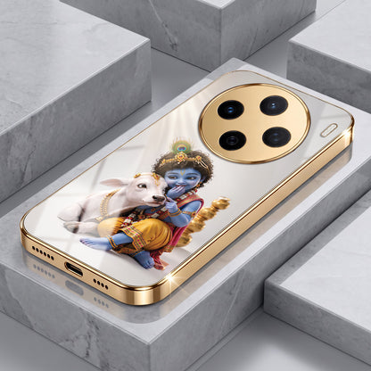 Vivo X200 5G Bal Krishna Blessings Gold Electroplated Glass Phone Back Case