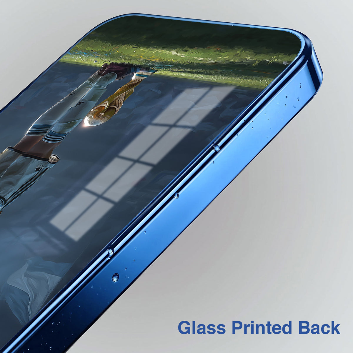 Vivo V70 5G Football Champion Blue Electroplated Glass Phone Back Case