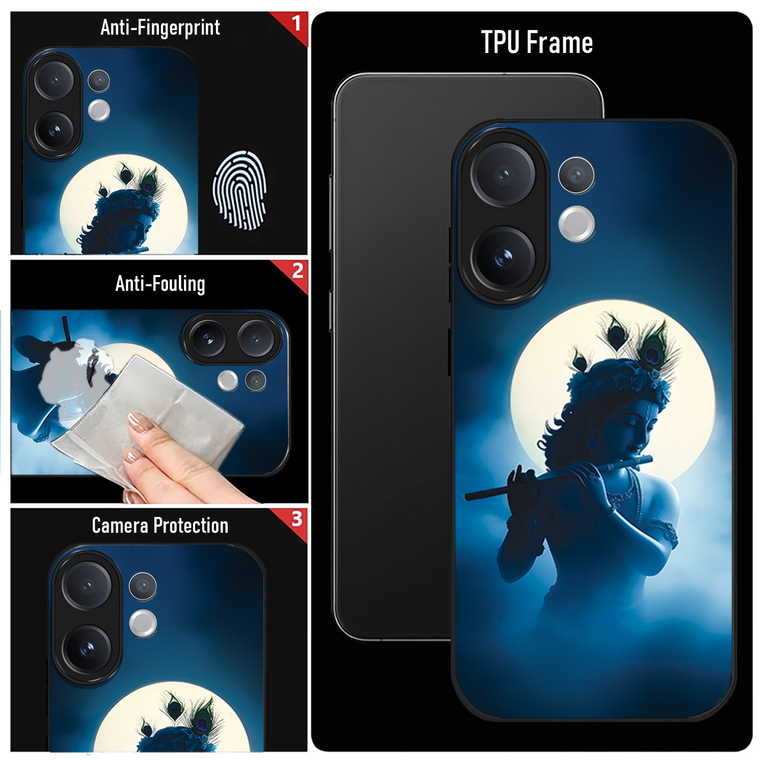 Vivo V60 5G Phone case with TPU frame and camera protection features, featuring a silhouette design.