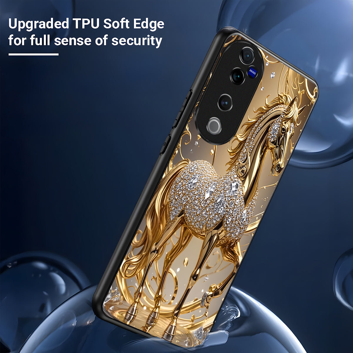 Vivo V40 Pro 5G Luxury Horse Texture Acrylic Glass Back Case