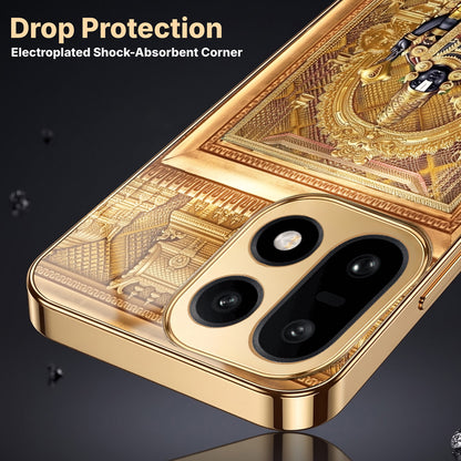 OnePlus 15 5G Premium Heritage Gold Electroplated Glass Phone Back Case