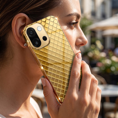 OnePlus 13s 5G Golden Criss Cross Gold Electroplated Glass Phone Back Case