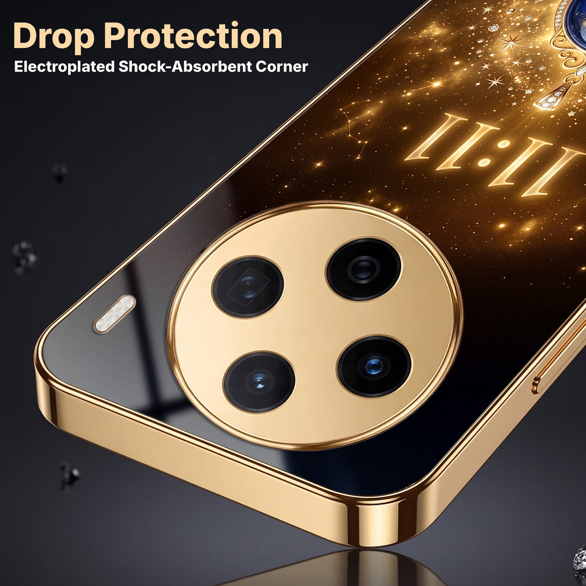 Vivo X200 5G God’s Plan Evil Eye Gold Electroplated Glass Phone Back Case