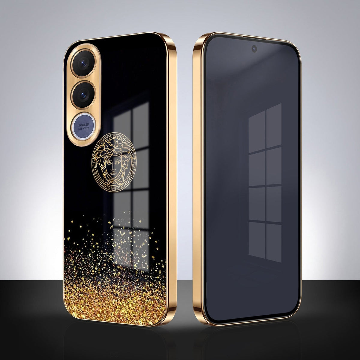Vivo V70 FE 5G Medusa Head Gold Electroplated Glass Phone Back Case