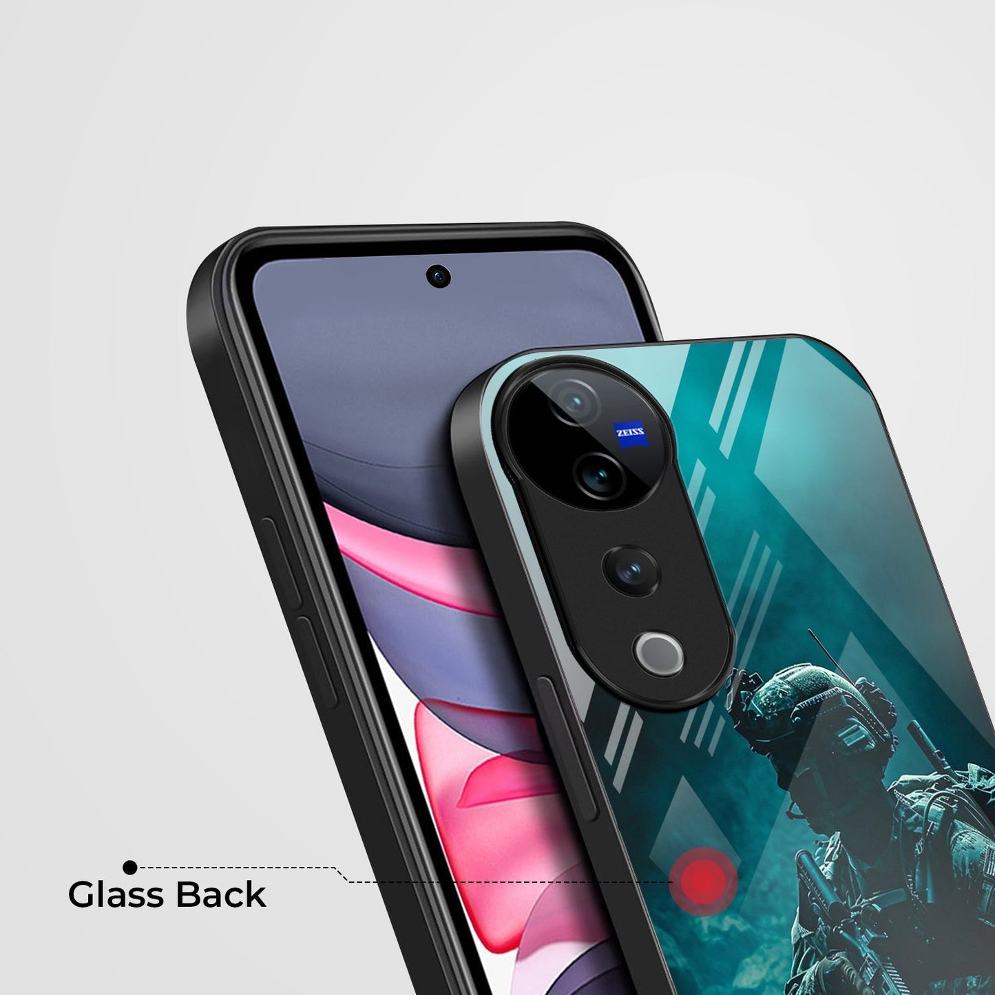 Vivo V40 Pro 5G Premium Acrylic Shockproof Glass Back Case (Soldier Case)