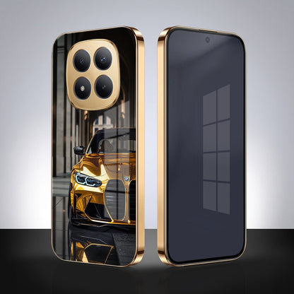 Redmi Note 15 Pro+ 5G Golden BMW Gold Electroplated Glass Phone Back Case