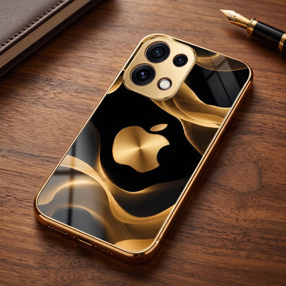 Oppo Reno 16C 5G Luxury Wave Gold Electroplated Glass Phone Back Case
