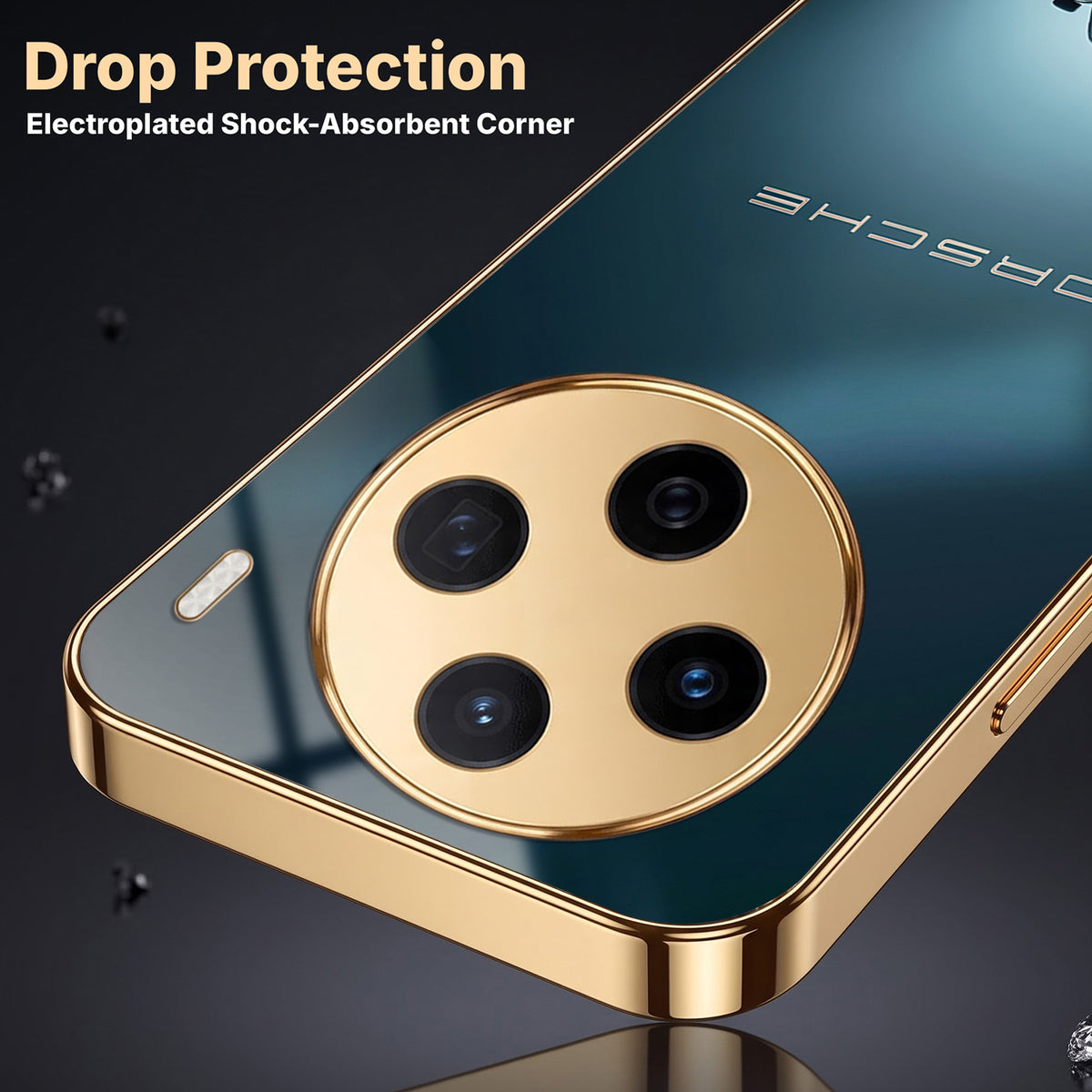 Vivo X200 5G Porsche Luxury Gold Electroplated Glass Phone Back Case