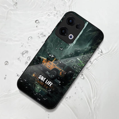 Oppo Reno 13 5G Premium Acrylic Shockproof Glass Back Case (Jeep Case)