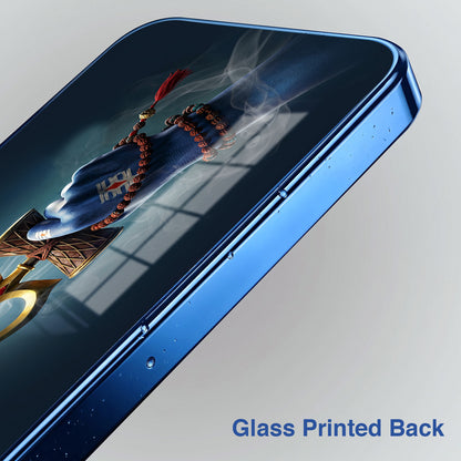 Vivo V70 5G Divine Shiva Trisul Blue Electroplated Glass Phone Back Case