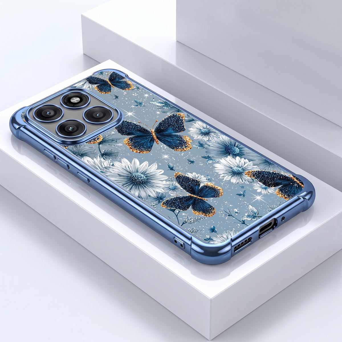 Motorola Edge 60 Pro 5G Blue Butterfly Floral Airbags Printed Back Case