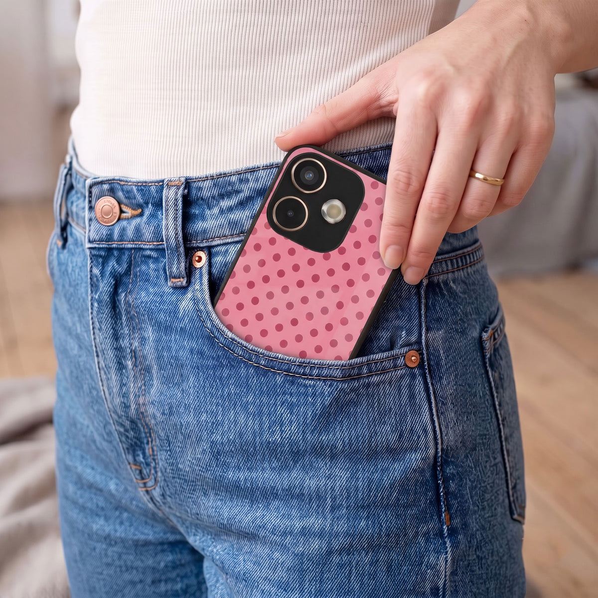 Oppo A5 Pro 5G Aesthetic Pink & Rose Polka Dot Acrylic Back Cover