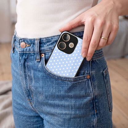 Oppo A5 Pro 5G Aesthetic Sky Blue & White Polka Dot Acrylic Back Cover