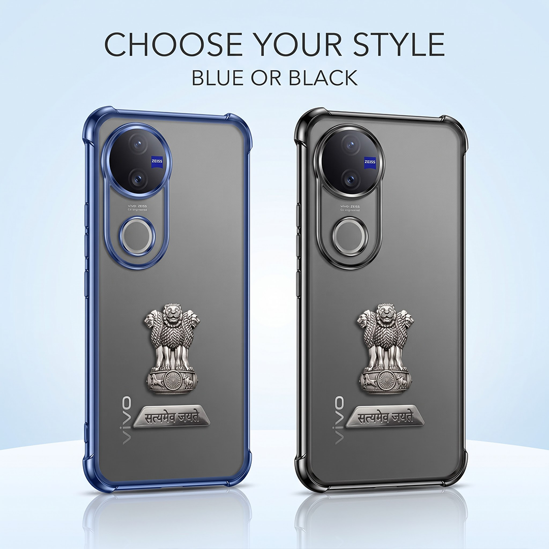 Vivo V50 5G Satyamev Jayate 2-in-1 Emblem Transparent Shockproof Airbag Case