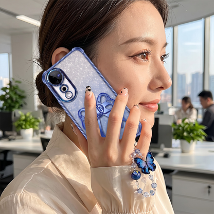 Vivo V40 Pro 5G Luxury Shimmer Airbag Bow Stand Case with Charm Strap