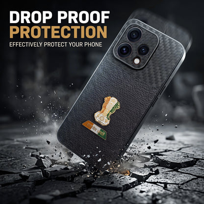 Oppo Reno 15 5G Tri-Color Satyamev Jayate Carbon Fiber Leather Hybrid Phone Case