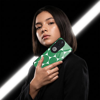 Vivo V50 5G Aesthetic White & Green Bubble Pattern Acrylic Back Cover