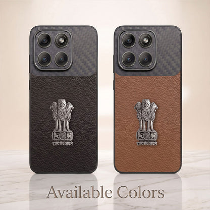 Motorola Edge 70 Fusion 5g Satyamev Jayate Carbon Fiber Leather Hybrid Phone Case