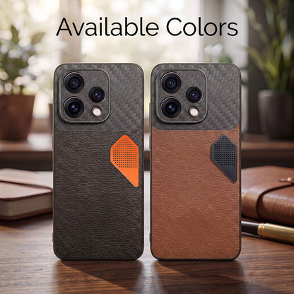 Oppo Reno 15 5G Carbon Fiber Heat Dissipation Leather Hybrid Phone Case