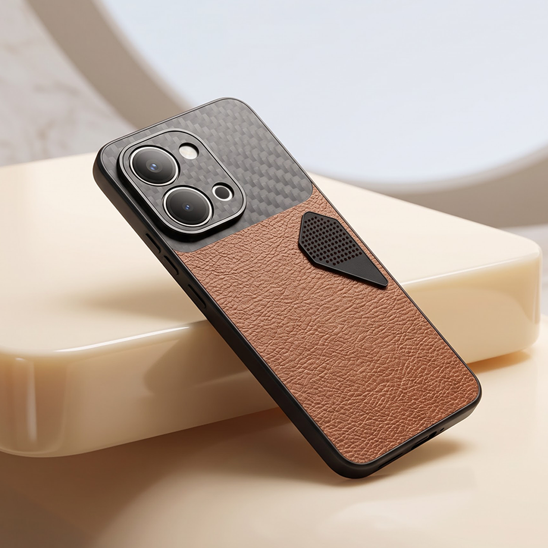 Vivo T5X 5G Carbon Fiber Heat Dissipation Leather Hybrid Phone Case