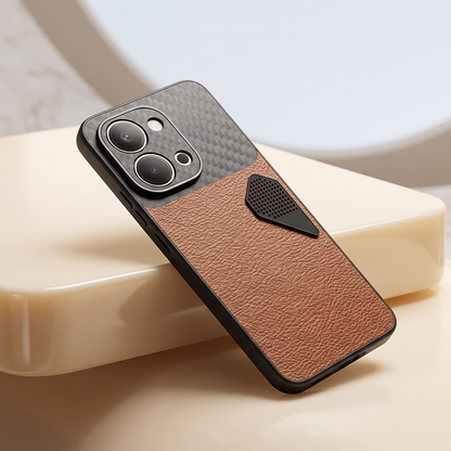 Vivo T5X 5G Carbon Fiber Heat Dissipation Leather Hybrid Phone Case