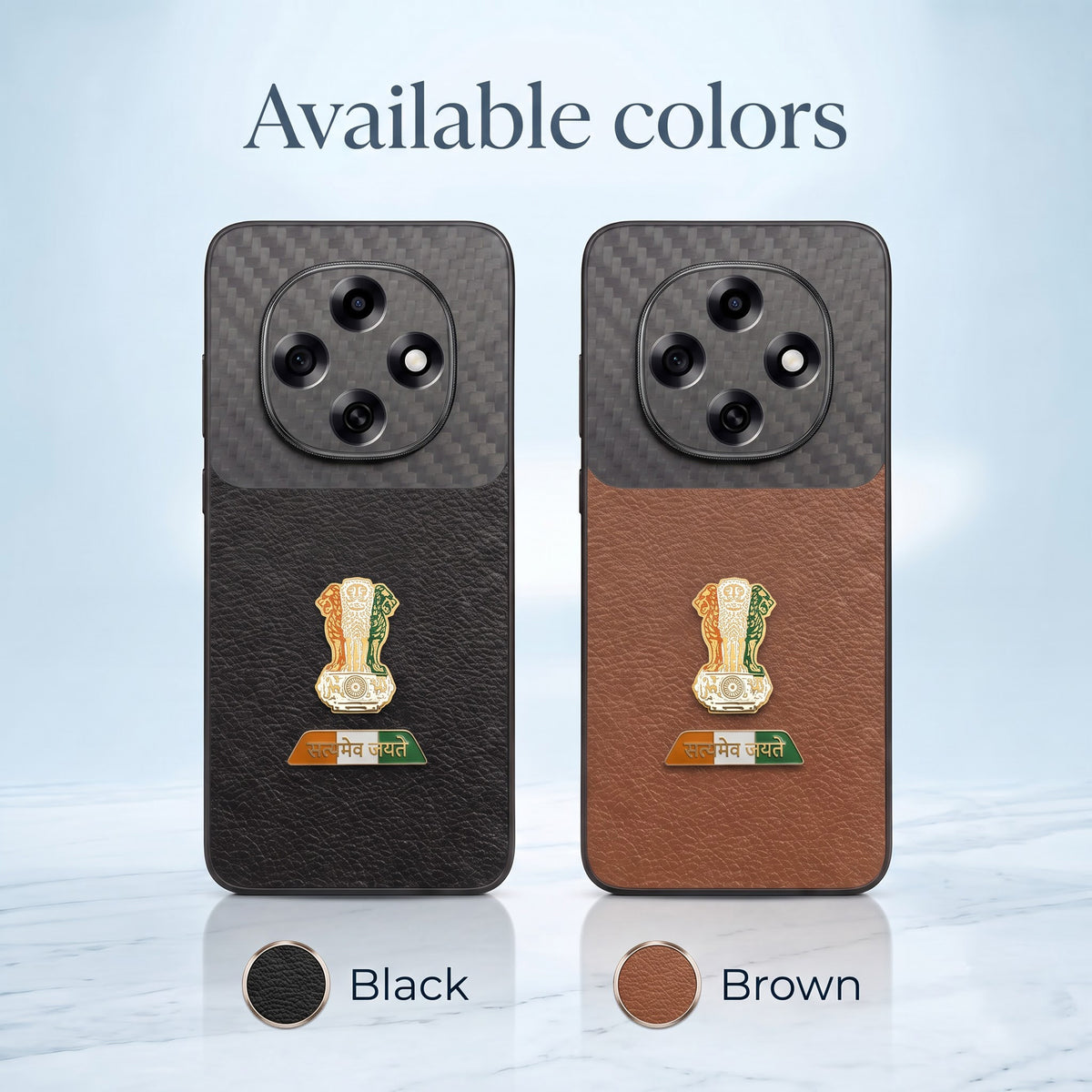 Oppo F31 Pro 5G Tri-Color Satyamev Jayate Carbon Fiber Leather Hybrid Phone Case